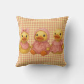 Coussin Trio De Canard Adorable En Costumes Roses (Verso)