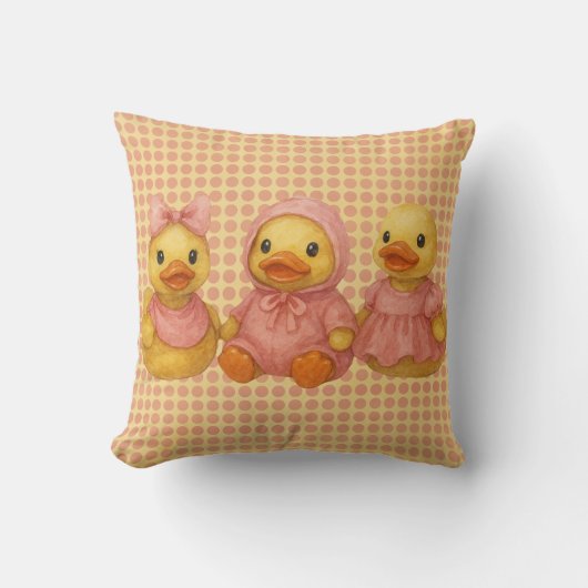 Coussin Trio De Canard Adorable En Costumes Roses (Recto)