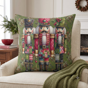Coussin Trio de casse-noisettes de Noël en patchwork fanta
