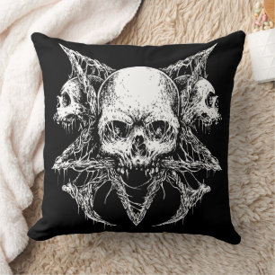 Coussin Trio de crânes gothiques
