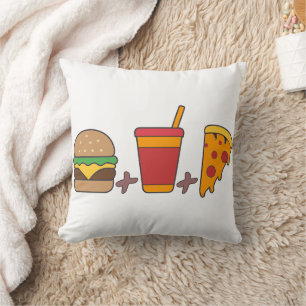Coussin Trio de Fast-Food : Burger, Soda, Tranche de Pizza