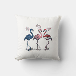 Coussin Trio de flamants patriotiques dessin de gravure vi