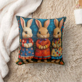 Coussin 🐰✨ Trio de Lapins Fées Décoration Magique Cadeau  (Couverture)