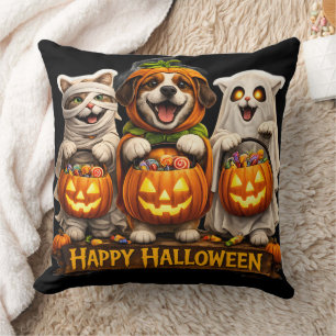 Coussin Trio de trick or treat déco fantaisiste et joyeuse