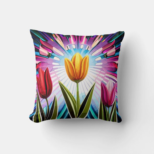 Coussin Trio de tulipes : Une explosion de beauté printani (Recto)
