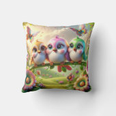 Coussin Trio Fantaisiste de Mélodies Printanières d'Oiseau (Verso)