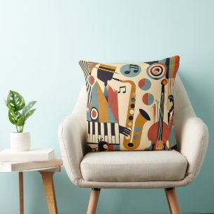 Coussin Trio Minimaliste Moderne de l'Ère du Jazz du Milie