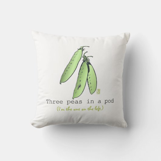 Coussin Triplet trois petits pois dans un podium 16x16 Jet (Recto)