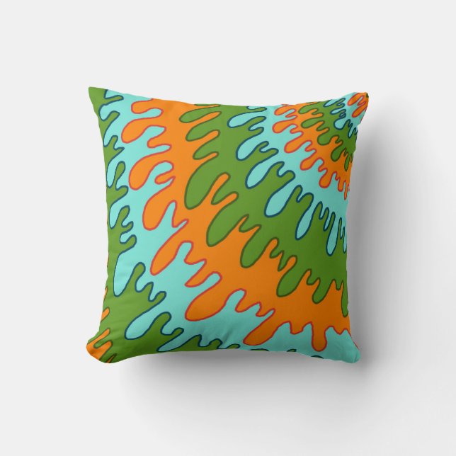 Coussin Trippy Green Orange Liquid Dripe Motif Y2K (Recto)