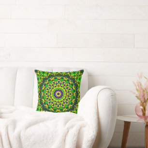Coussin Trippy Super rétro Hippie coloré Mandala Art