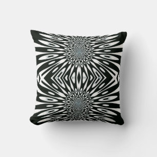Coussin Trippy Vision noir blanc Motif optique
