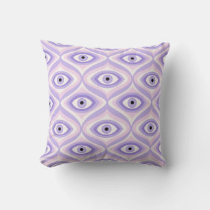 Coussin Trippy Weird Eye Motif - Pastel Purple et Rose