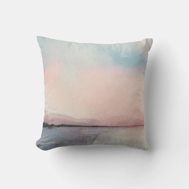 Coussin Triptyque du coucher de soleil sur la mer - Aquare (Recto)