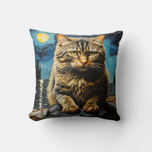 Coussin Triste Chat Sur Pierres Peinture