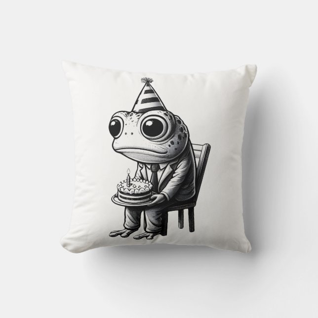 Coussin Triste grenouille Joyeux anniversaire (Recto)