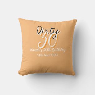 Coussin Triste trente orange blanc simple rétro annonce d'