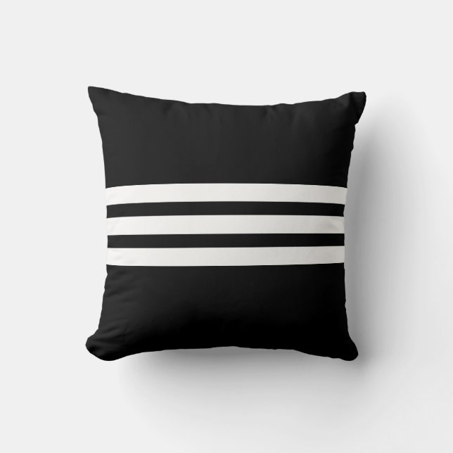 Coussin Trois bandes sur fond noir (Recto)
