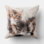 Coussin Trois belles chatons mignonnes aquarelle (Recto)