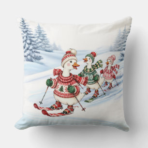 Coussin Trois Canards de Ski Vacances