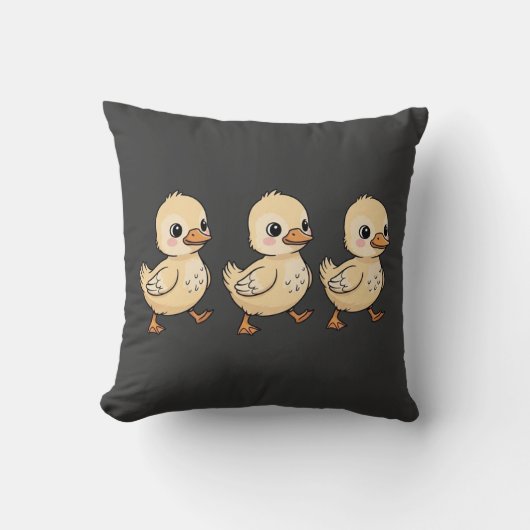 Coussin Trois Canetons Marchant en Rangée – Mignon (Recto)
