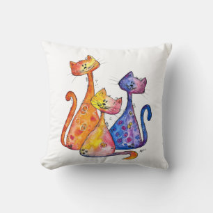 Coussin Trois chats fantaisistes mignons