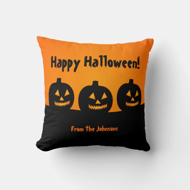 Coussin Trois Citrouilles Décor Halloween Jeu d'oreiller (Recto)