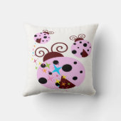 Coussin Trois coccinelle rose et noire avec étoiles (Verso)