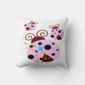 Coussin Trois coccinelle rose et noire avec étoiles (Recto)
