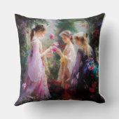 Coussin Trois filles jouant dans un jardin (Verso)