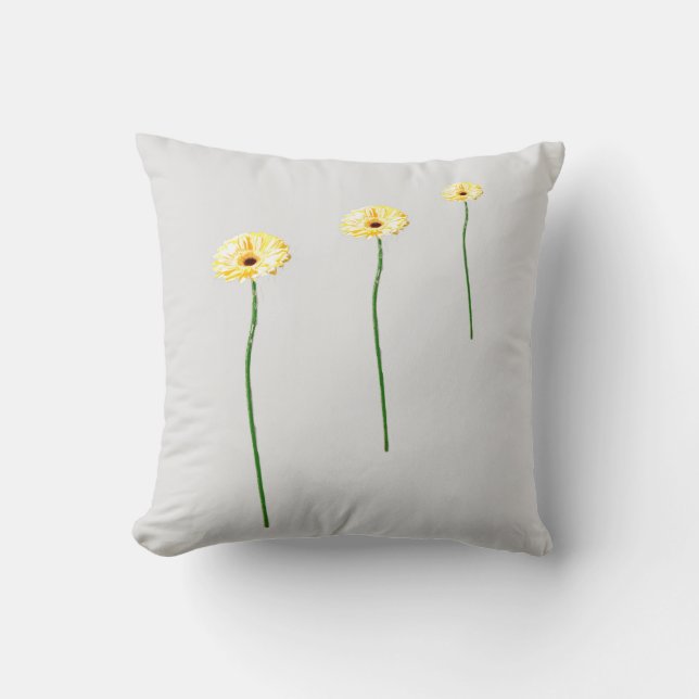 Coussin Trois Fleurs de Gerbera Jaunes (Recto)