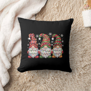 Coussin Trois Gnomes Carreaux Buffle Rouge Noël