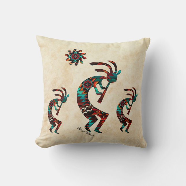 Coussin Trois Kokopelli Sud-Ouest (Recto)