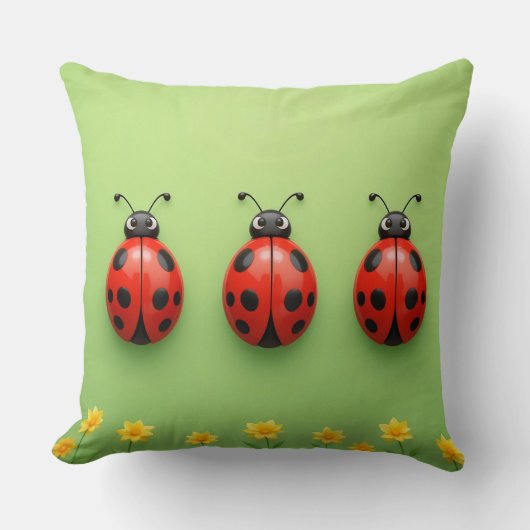 Coussin Trois Ladybugs Colorés (Recto)