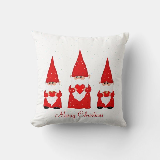 Coussin Trois lutins de Noël sur fond blanc (Recto)