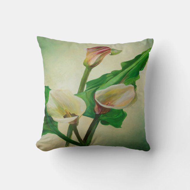 Coussin Trois Lys Calla Étonnant Botanique Acrylique (Recto)
