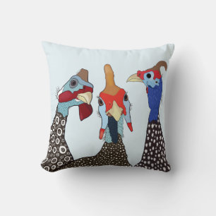 Coussin Trois mignons Oiseaux à tête molle de Guinée