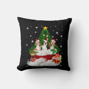 Coussin Trois Père Noël Beagle Avec Arbre De Noël