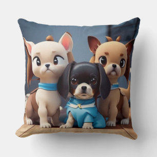Coussin Trois petits chiots contemporains modernes
