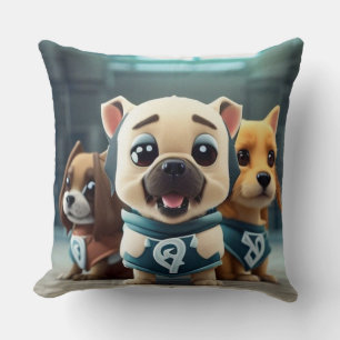 Coussin Trois petits chiots moderne contemporain lancer pi