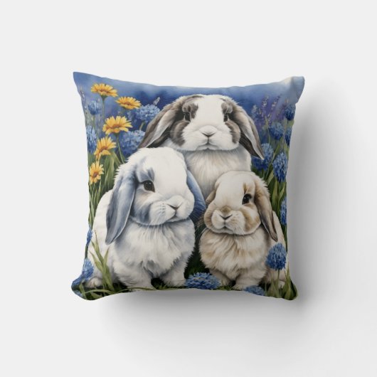 Coussin Trois petits lapins de lop (Recto)
