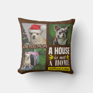 Coussin Trois photos personnalisées collage et citation de