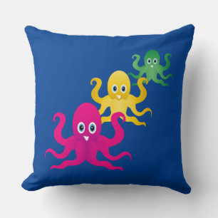 Coussin Trois pieuvres drôles