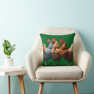 Coussin Trois poules françaises Foi Espérance Charité Déco