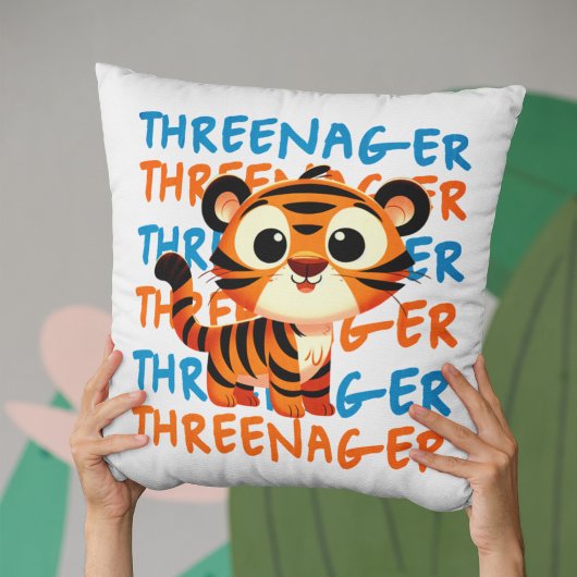 Coussin Trois Tiger Boy 3e fête d'anniversaire