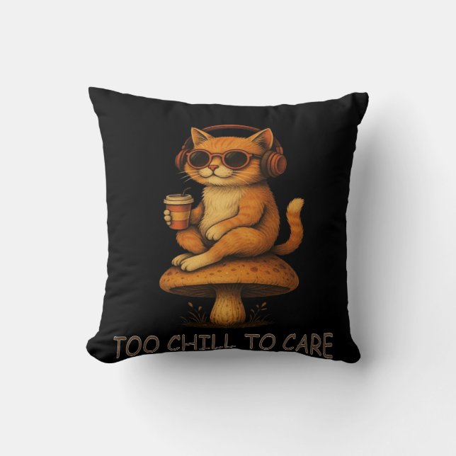 Coussin Trop froid pour s'occuper - Chat Lo-Fi sur Champig (Recto)