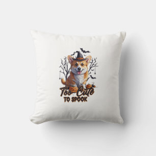 Coussin Trop mignon pour effrayer Funny Halloween Dog Corg