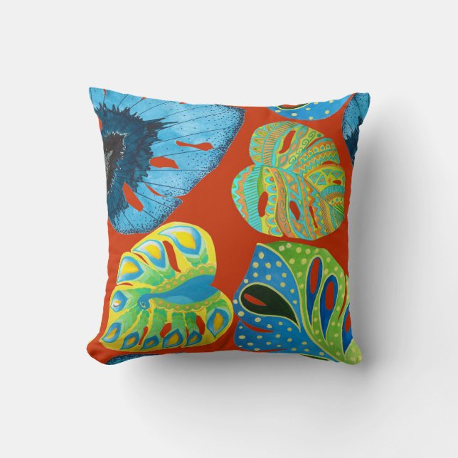 Coussin Tropical Chic : Motif feutré sans joint. (Recto)