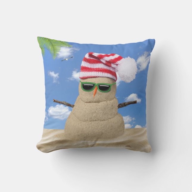 Coussin Tropical Christmas Sand Snowman (Recto)