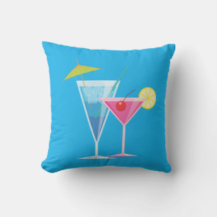 Coussin tropical d'été de cocktails sur le bleu 