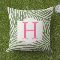 Tropical Feuille de Palmier Vert Monogramme Initia